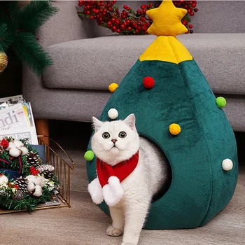 

Cat Bed Christmas Cat Nest Four Seasons Universal Cat Mat Winter Warm Pet Supplies Cat Dog Nest Felt Nest Foldable Cat Supplies