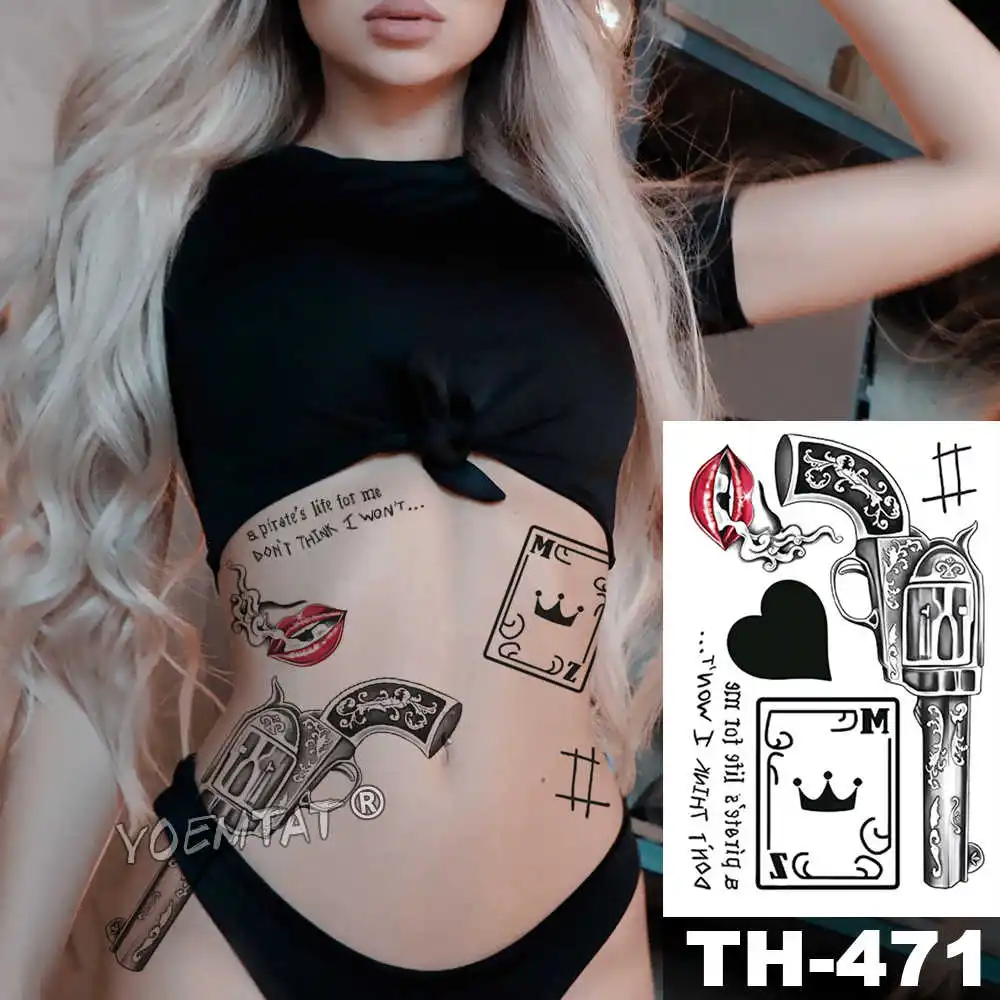 04-TH471 Praying Spades Arm Temporary Tattoo Sticker Gun Rose Flower Waterproof Tatto Virgin Mary Body Art Fake Tatoo Men Women - Цвет: 04-TH471