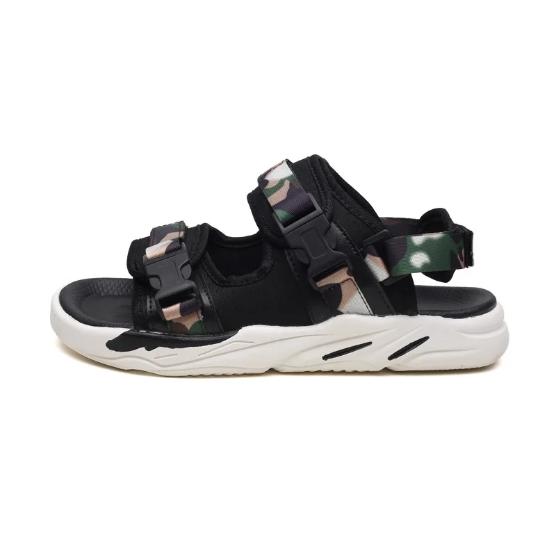 Темный хаки verano nueva moda salvaje hombres sandalias cómodos transpirables zapatos individuales antideslizantes zapatos planos de ho - Цвет: Темный хаки