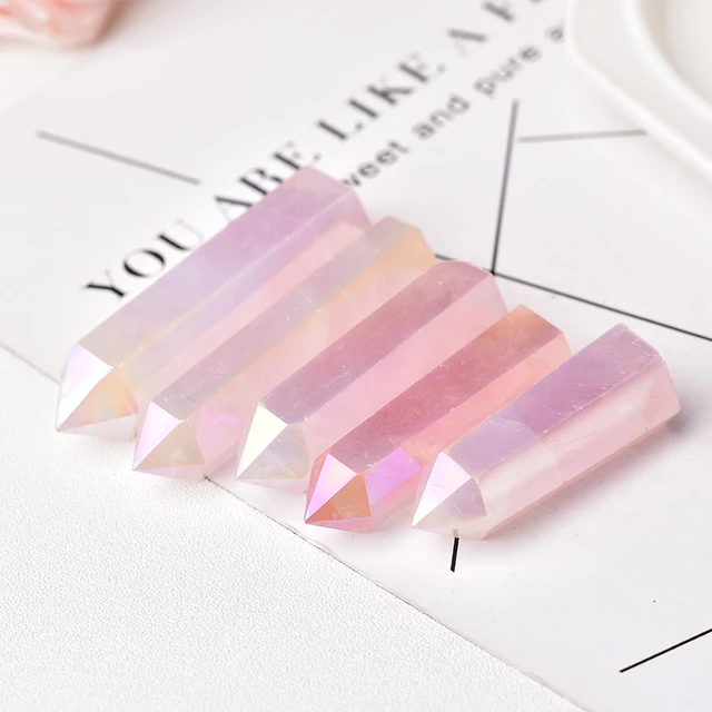 Natural Aura Rose Quartz Crystal Point Wand Healing Stone Meditation Home Decoration Reiki Polished Stone Chakra Tower 2