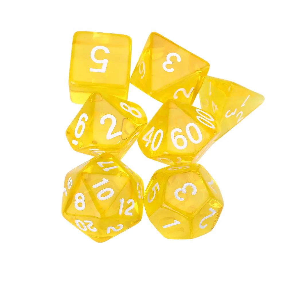 Yellow 7 шт драгоценные камни прозрачные кости для ролевых игр Вечерние игры для семьи друзей - Цвет: Yellow