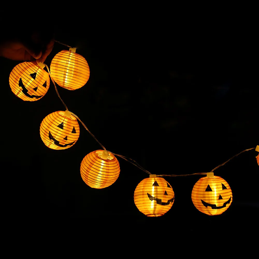 6 LED Beads Хэллоуин Тыква гирлянды Хэллоуин украшения огни с 6/10/20 светодиодный бусины украшения дома подарки на хеллоувин - Цвет: 6 LED Beads