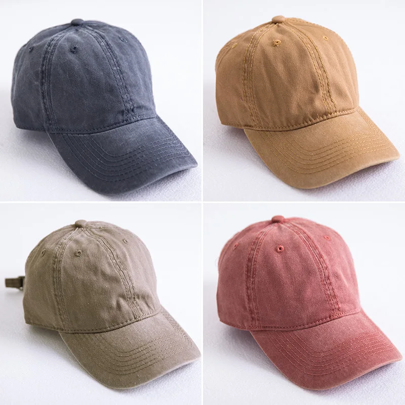 

Solid Color Baseball Cap Old Retro Hat Curved Brim Duck Tongue Hat Cotton Hat Light Board Solid Color Hat Couple Washing Hat