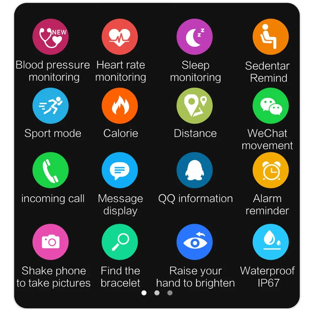 A6 Plus Waterproof Heart Rate and Blood Pressure Monitoring Night Sleep Reminder Sports Mode Touch Smart Watch For Android ios