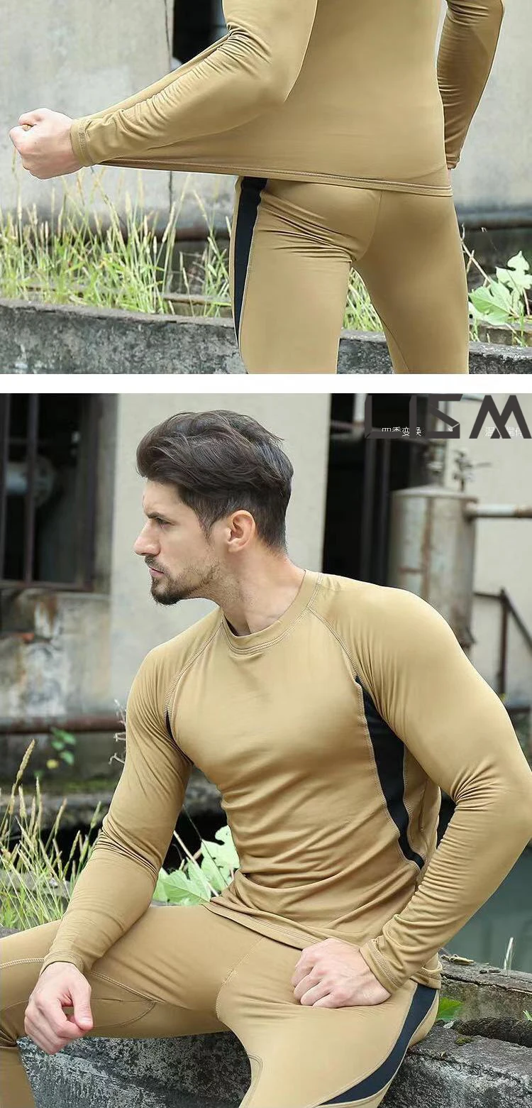 Men's Base Long Underwear Sweat-Absorbent Quick-Drying Breathable Leggings Wool Thickened Outdoor Sports Running Fitness Clothes long john shirts