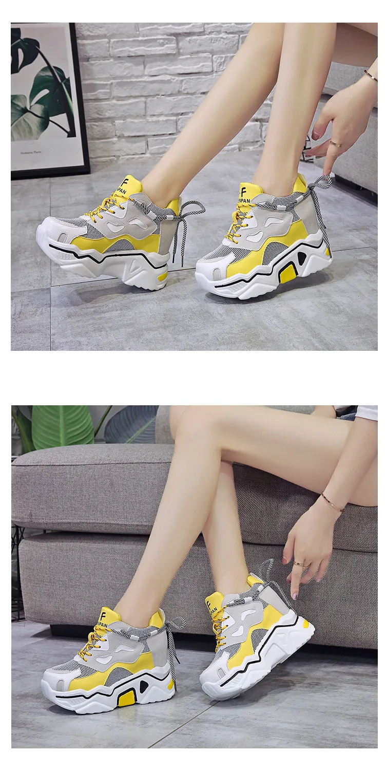 Осенние женские кроссовки смешанных цветов; дышащая обувь на платформе; Дизайнерские кроссовки на массивном каблуке; модная повседневная обувь; Basket Femme Dad