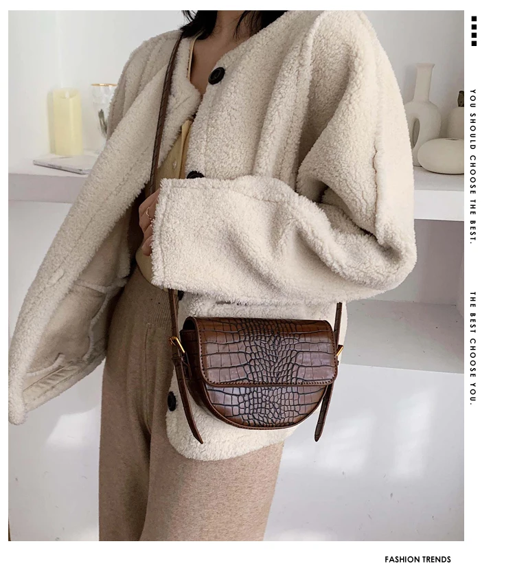 Винтажная модная седельная сумка с крокодиловым узором, сумка через плечо, новинка, качественная женская сумка из искусственной кожи, сумка через плечо