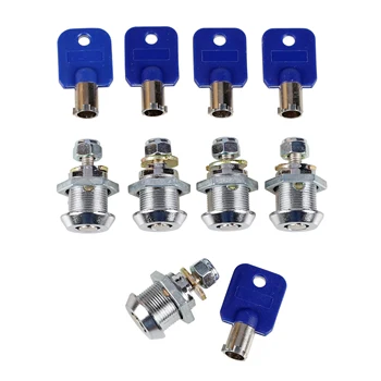 

5X 5/8" Arcade Locks Office Cabinet Door Locks Cash Door Tool Box Tubular Cam Lock Cylinder Chrome Finish Keyed Alike 5 Keys