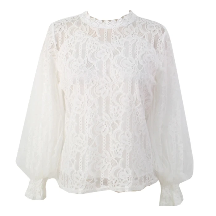Blus Tipis Jala Wanita Baru Blus Lengan 