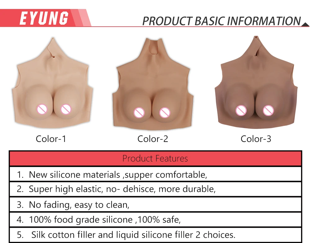 Silicone Breast Forms For Crossdresser H Cup Fake Boobs For Transgender Fake Breast Forms With Realistic Nipples Christmas Sale (3)