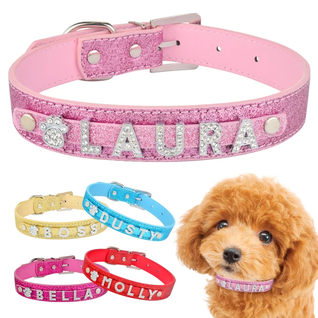 Customized Dog Collar with Id Tags Eco-friendly Adjustable Microfiber  6