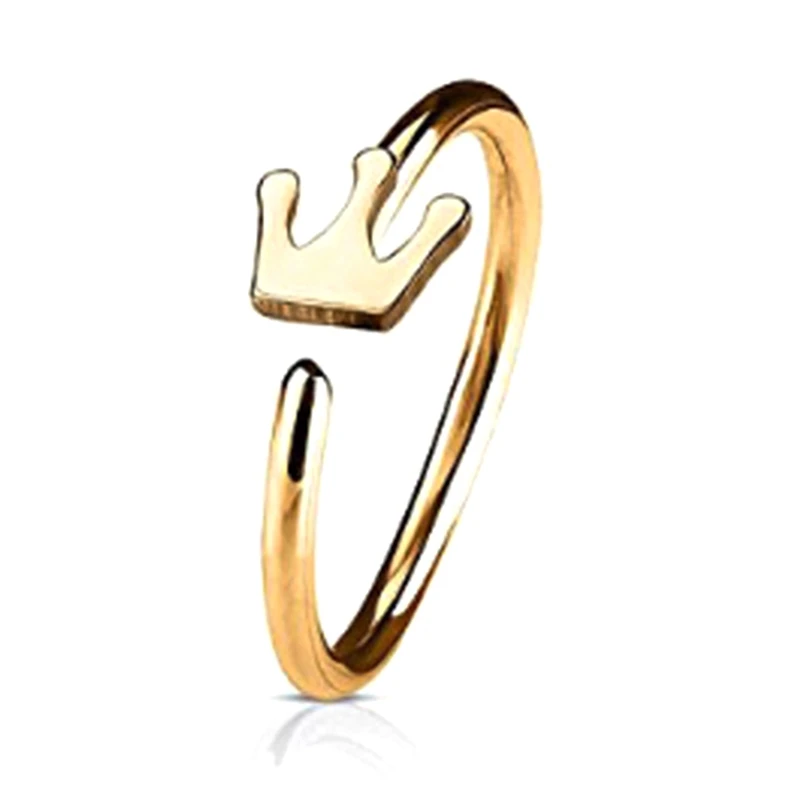 Gold rose 1 шт. медицинский из титанового сплава Корона гибкие кольца в нос штанги для хряща уха пенсне кольцо Смешанные цвета тела поддельный пирсинг ювелирные изделия - Metal color: Gold rose