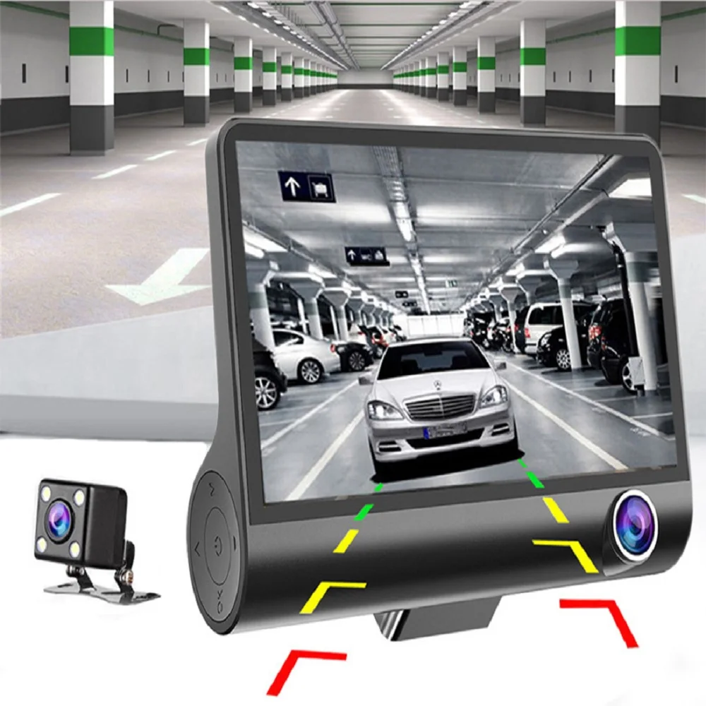 

Newest Car DVR 3 Cameras Lens 4.0 Inch Dash Camera Dual Lens With Rearview Camera Video Recorder Auto Registrator Dvrs Dash Cam