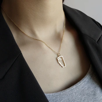 

Chuyau 925 sterling silver abstract side face pendant necklace gold creative elegant chic necklace for women festival jewelry