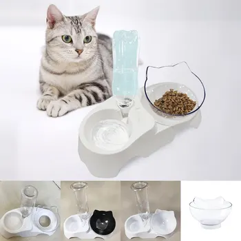 

Automatic Feeder Pet Bowl Dog Cat Food Bowl with Water Dispenser Double Bowl Drinking Raised Stand Dish Bowls with Pet Supplies