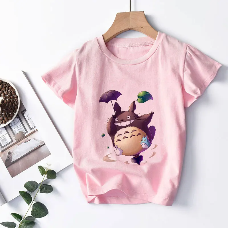Новая детская футболка с японским принтом My Neighbor Totoro для маленьких девочек и