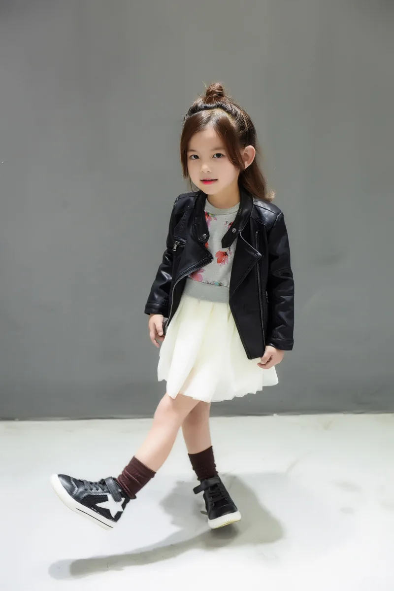 

K2019 Spring And Autumn Girls' Jacket Children PU Leather Autumn Korean-style Leather Jacket Coat 19170