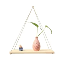 Nordic Board Wall Rack Wood Rope Swing Wall Hanging Storage Rack Plant Flower Pot Tray Floating Shelves for Wall Lack Shelf
