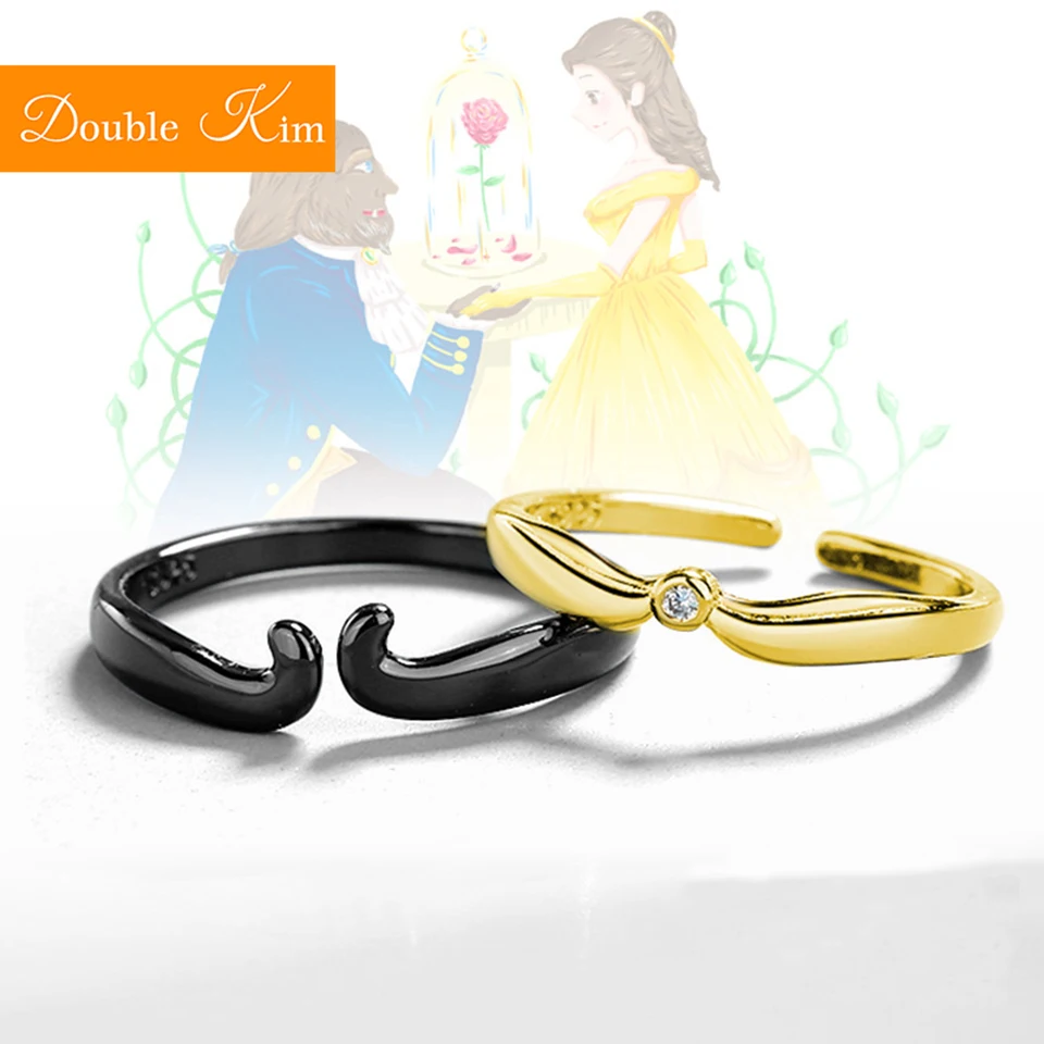 

Beauty and The Beast Couples Adjustable Ring Copper Alloy Silver Plating Lovers' Rings Fashion Trendy Women Jewelry Birthday