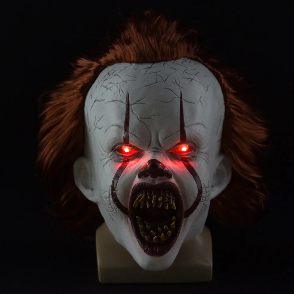 

Latex Mask Halloween Party Mask It Movie Mask Mascaras Halloween Cosplay Men Led Light Wig Headgear Horror Scary Masks
