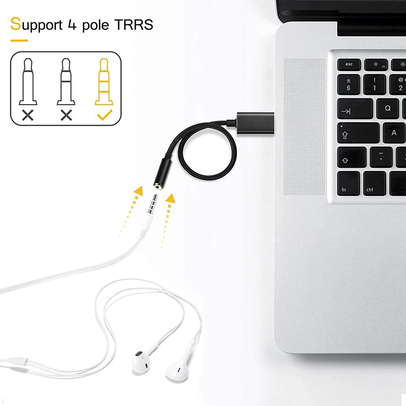 2 Pack o Adapter External Stereo Sound Card USB to Headphone o Jack Adapter with 3 5mm Aux TRRS Jack and Braided