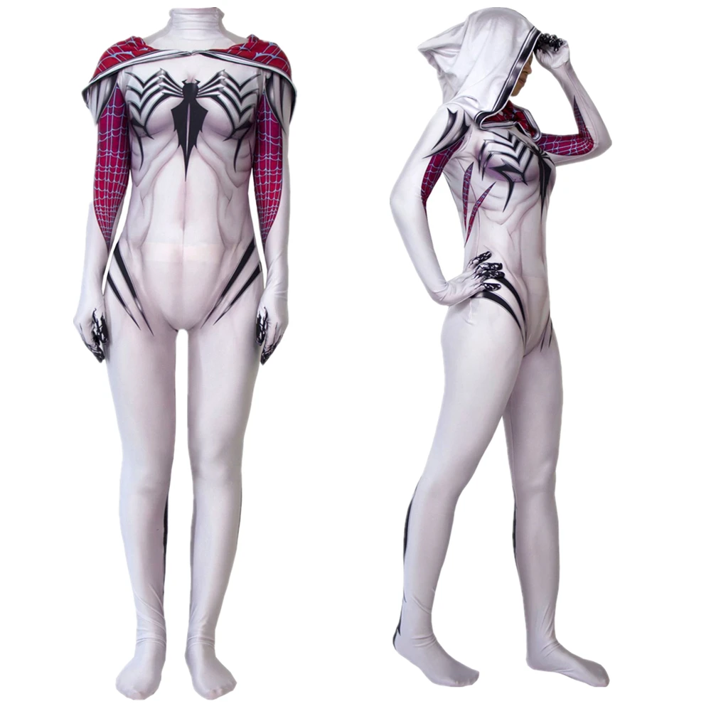 Для женщин девочек Venom костюм паук Гвен Стэйси Косплэй костюм «Человек-паук», костюмы зентай боди супергероя комбинезоны