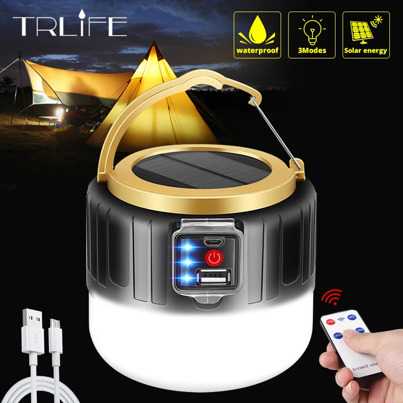 powerful Portable Lantern USB/Solar Charging Light  Night Market Lamp Mobile Outdoor Camping Power Outage Emergency Lamp for BBQ
