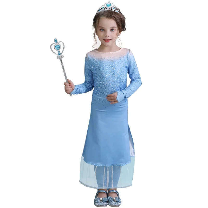 dress and prant 2 Новинка года; платье Эльзы для девочек; платье принцессы Эльзы для костюмированной вечеринки; 2 платья; Детский костюм на Хеллоуин; детское платье в морском стиле - Цвет: dress and prant 2