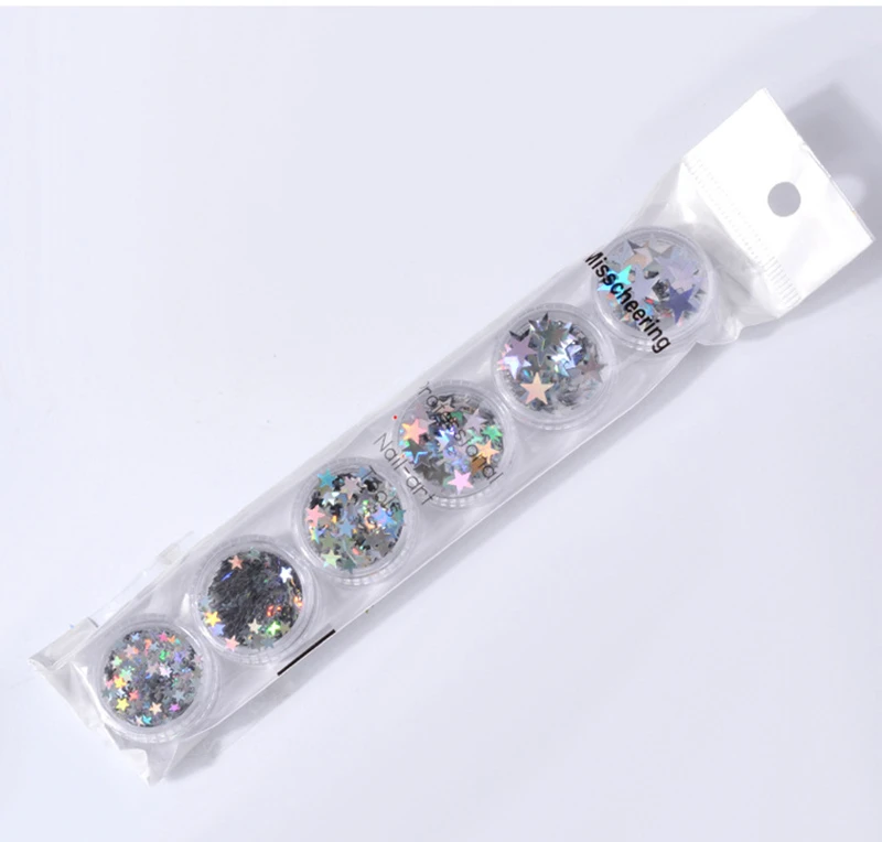 Ultrathin Glitter 3mm Laser Silver Star Nail Sequin Eo-Friendly PET Sequins for DIY Nail Art Manicure Decorations 8g