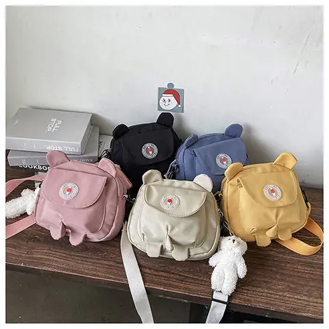 

Japanese Cute Cat Ears Cartoon Satchel Korean Retro Shoulder Bag 2021 New Cute Girl Canvas Bag Women's Shoulder Bag Purse