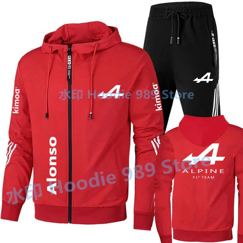 2022Spring Formula One Racer Alonso F1 Alpine team Racing Fans zipper hoodies tracksuit men's sets clothes+trousers Sweatshirt mens sweatsuits sets Men's Sets