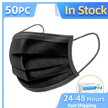 

Makeup mirror And Deliver Air Purifying Face Mask Cover 3 Layer Mouth Filter Masks 50PCS Solid Breathable Facemask For Adult