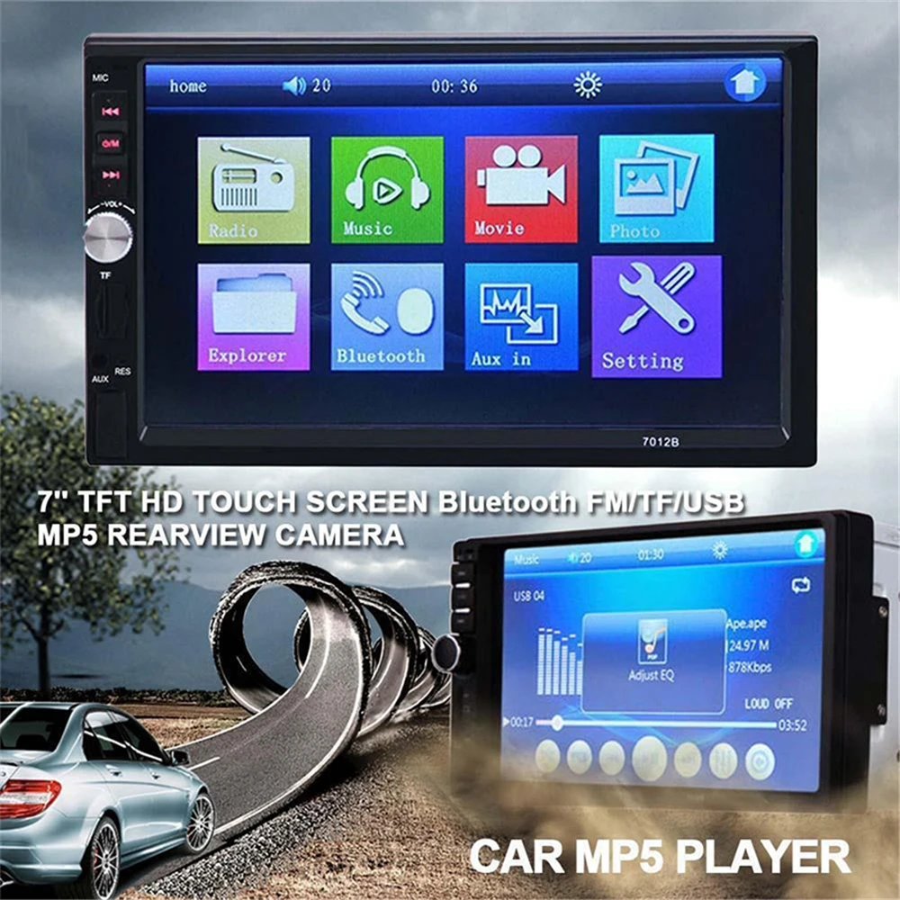 7012B сенсорный экран автомобильный видеоплеер автомобильный DVD 7 дюймов Bluetooth FM радио автомобильный MP5 плеер 4*45 Вт