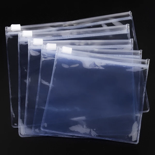 10pcs PVC Self Sealing Plastic Jewelry Zip Lock Bags Thick Clear