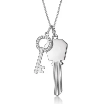 

XL TFB Original 925 Sterling Silver Silver Key Series with Small Key Necklace with Logo Women's Jewellery