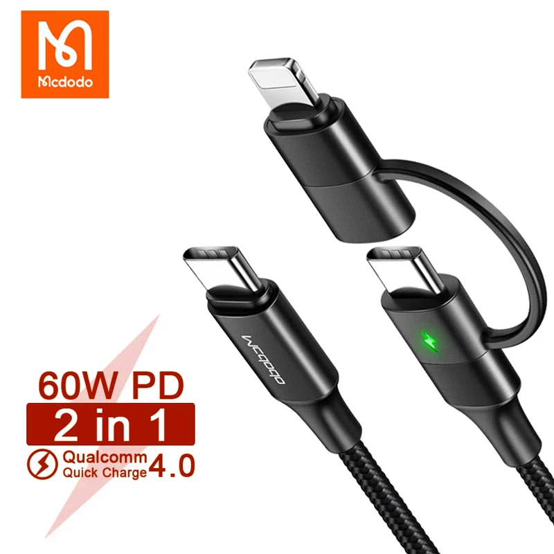 

2 в 1, USB-кабель для IPhone 12, 11 Pro Max, XR, 8, IPad, Macbook, iOS, Samsung, Huawei
