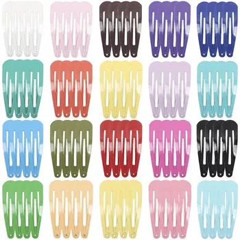 

20pcs 5cm Colorful Kids Hairclips Snap Hairpins Setting Enamel Barrettes Base Accessories Supplier for Diy Jewelry Making
