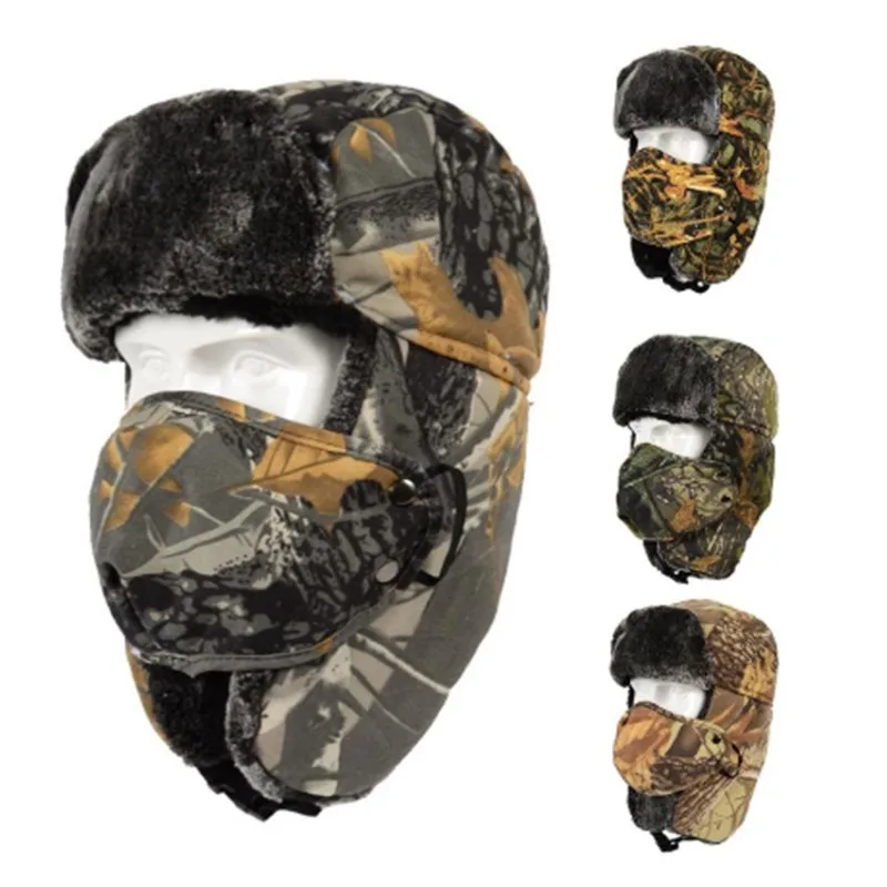 Зимняя уличная велосипедная маска для лица капюшон теплая шерстяная подкладка защищающая от ветра шапка Охота для стрельбы, военные камуфляж снайпера шляпа набор