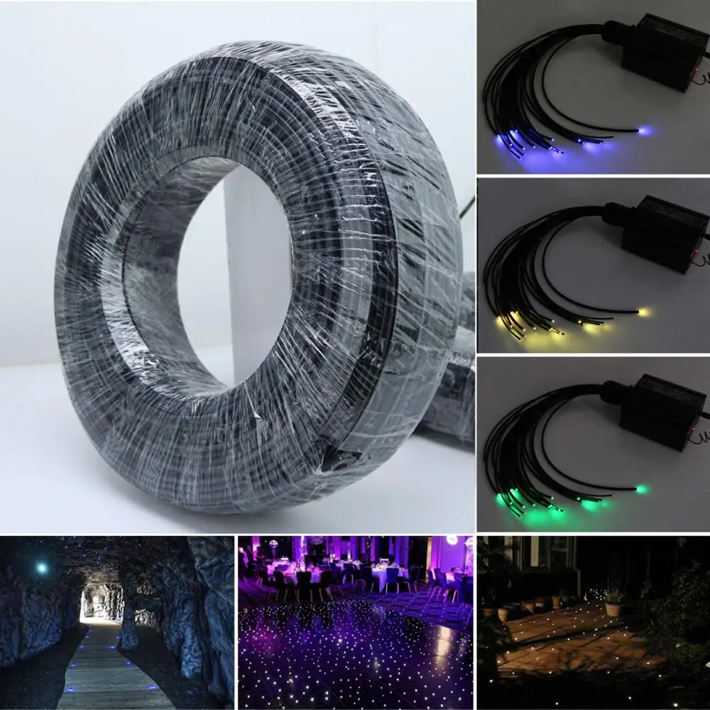 100M/roll Bright and Soft End Glow Fiber Optic Cable PMMA black jacket Illumination decoration inner Dia 2mm/3mm/4mm/5mm/6mm/8mm