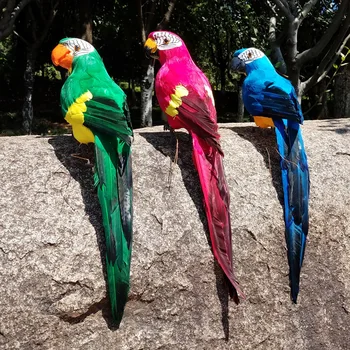 

Creative 45cm Simulation Parrot Over the Garden Wall Fence Bird Decor Feather Lawn Foam Figurine Ornament Animal Prop Decoration