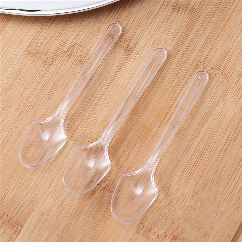 BESTOMZ 100PCS Mini Transparent Plastic Spoons Disposable Flatware for Jelly Ice Cream Dessert Appetizer | Дом и сад