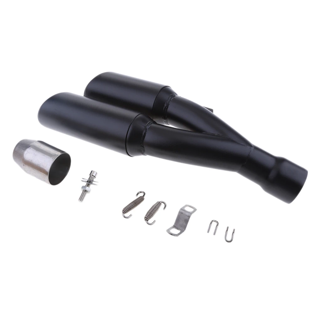 36-51mm Black Double Dual Outlet Exhaust Muffler Pipe GP Motorcycle Silencer