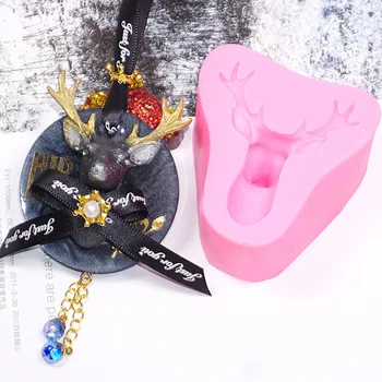 

3D Christmas Deer Silicone Mold For Keychain Christmas Decoration Epoxy Resin Molds DIY Jewelry Making Tools