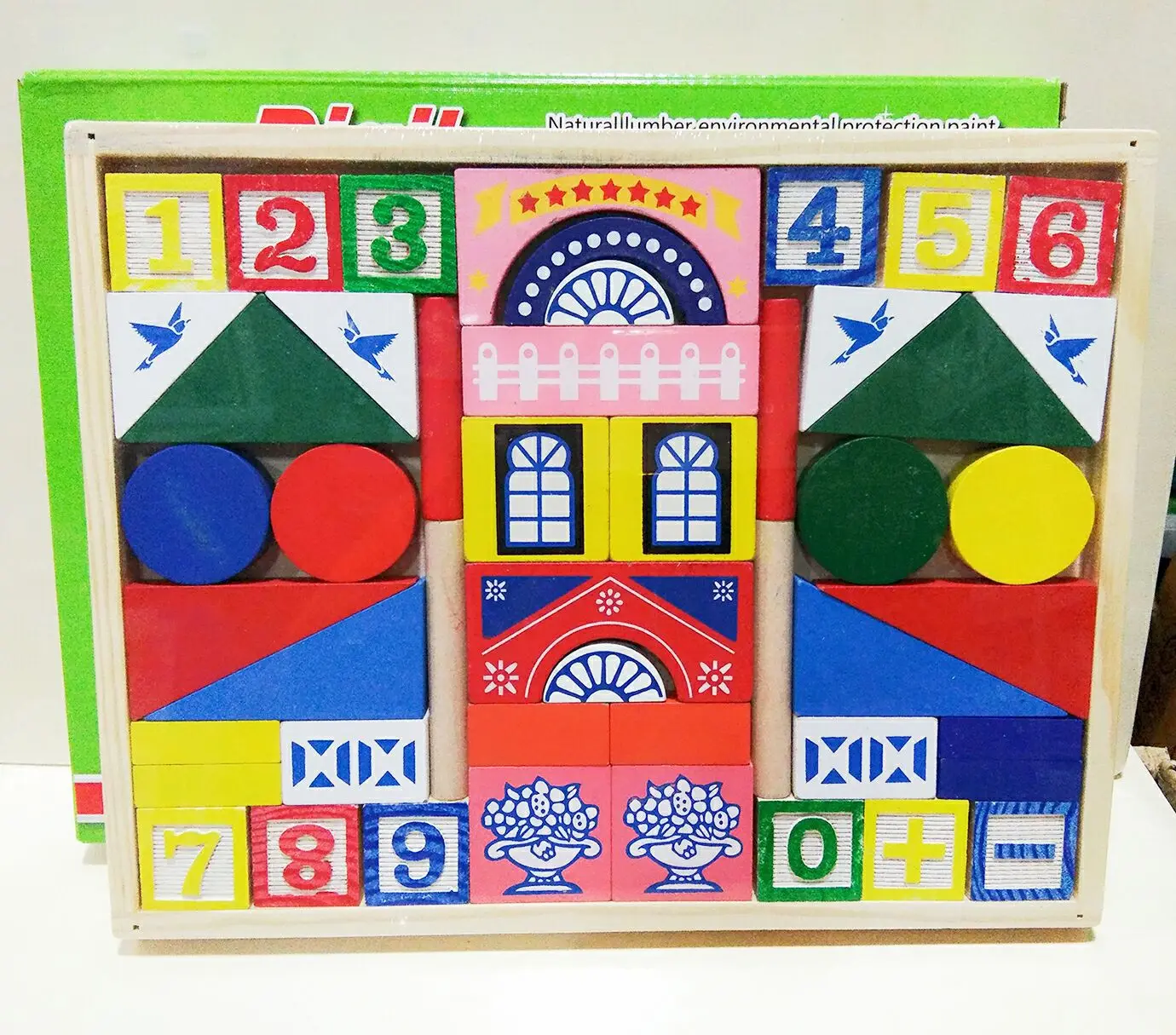 

CHILDREN'S Toy with Numbers Shape Building Blocks Farm Puzzle Building Blocks Wooden Box Castle Building Blocks Early Childhood