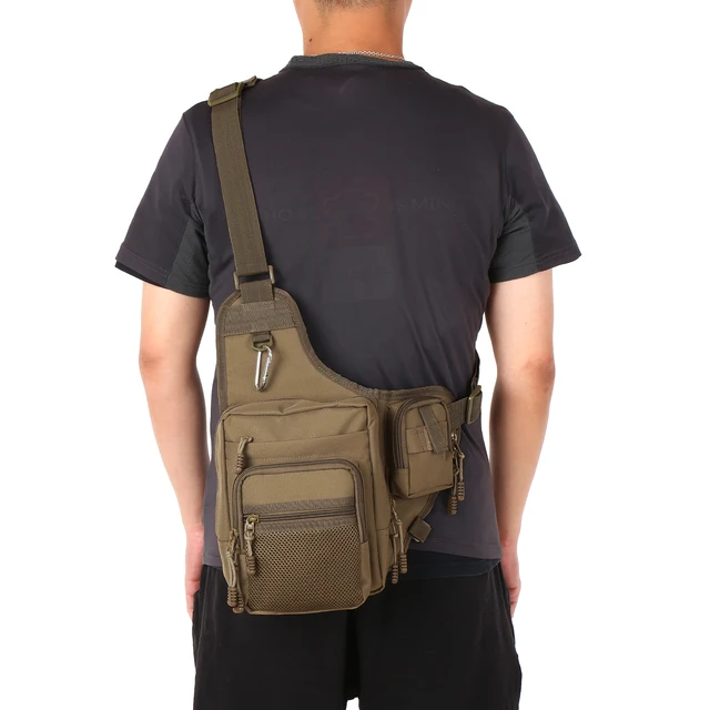 32*39*12CM iLure Multifunction Waterproof Shoulder Fishing Bag Canvas Carp  Fishing Reel Lure Tackle Bag Green/Orange/Black