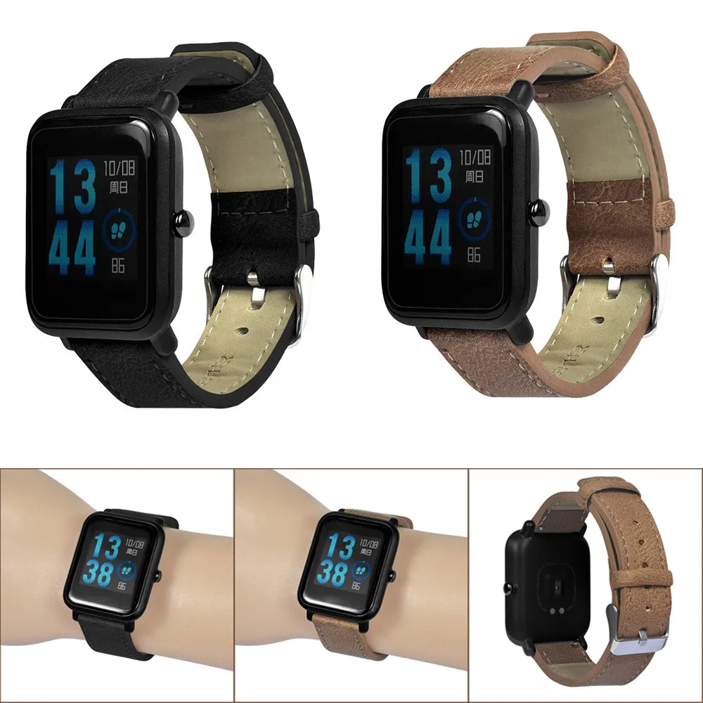 Сменный кожаный браслет в стиле ретро для Xiaomi Huami Amazfit Bip Молодежные часы умные