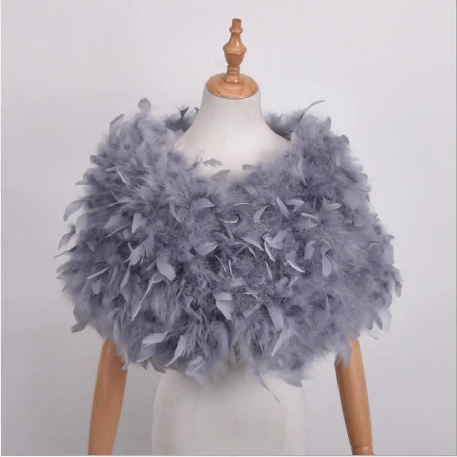 Wedding Party Shawl Women Winter Real 100% Ostrich Feather Fur Wraps Bolero Solid Pink Cape Protect Shoulder S8