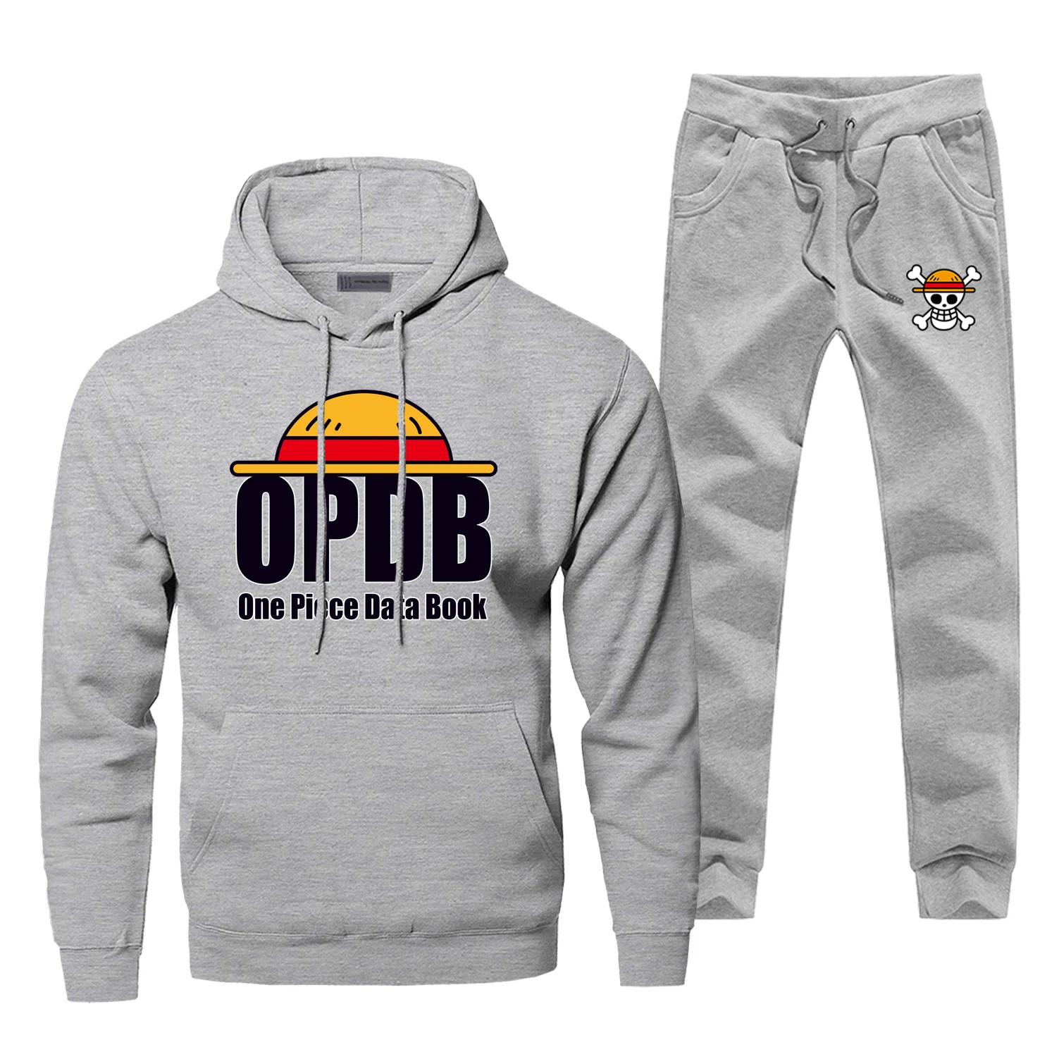 

Japan Anime Print Complete Man Tracksuit 2019 New Warm One Piece Data Book Men's Jogging Harajuku Luffy Casual Pants Sweatshirts