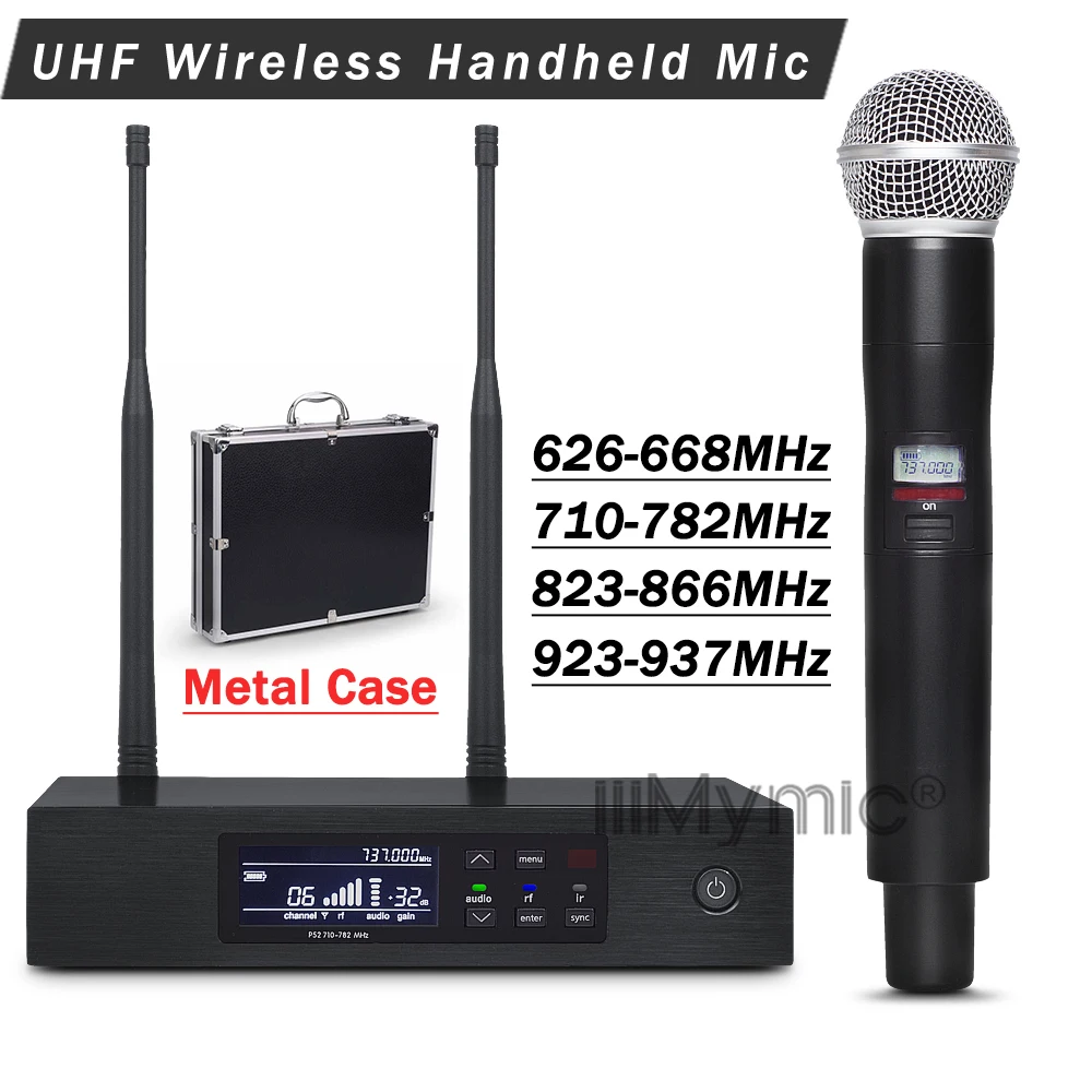 Профессиональная UHF Беспроводная микрофонная система QLXD4 с алюминиевой коробкой! Истинное разнообразие сценическое представление 58 одиночный ручной микрофон