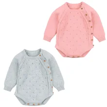 Весенне-зимние комбинезоны для маленьких мальчиков и девочек; комбинезон из чистого хлопка с длинными рукавами; вязаные теплые комбинезоны; Одежда для маленьких мальчиков и девочек